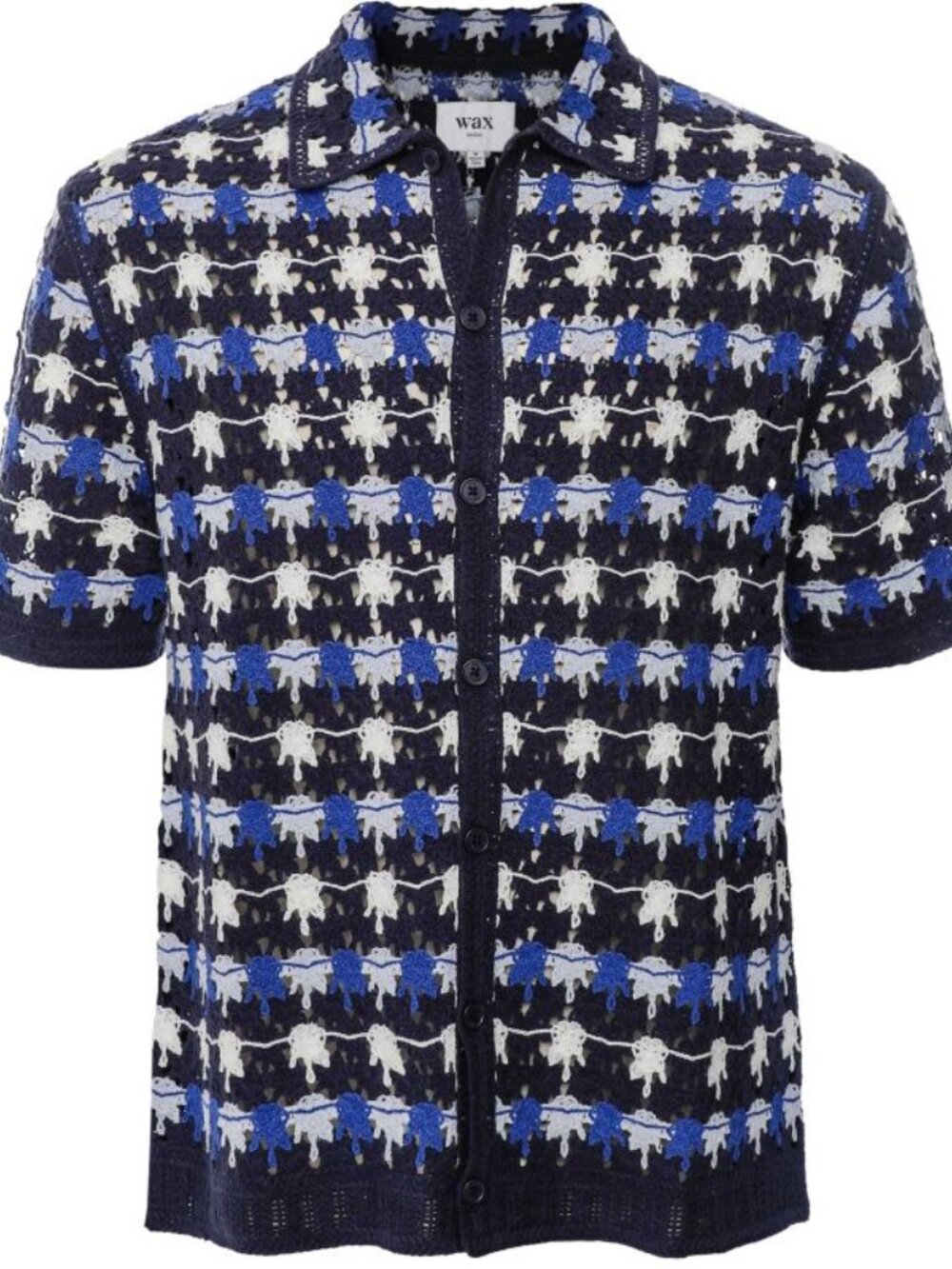 Wax London Navy Crochet Knit Porto Shirt